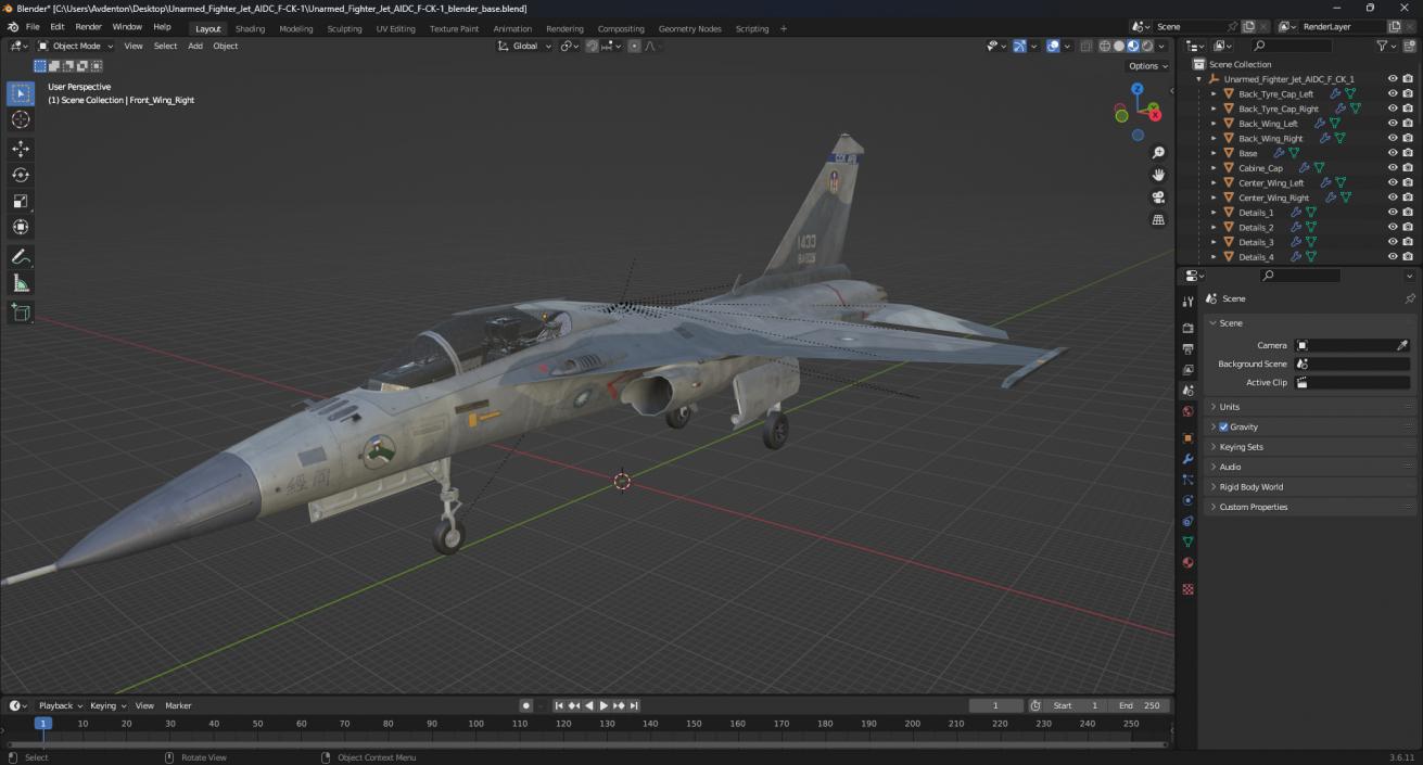 3D Unarmed Fighter Jet AIDC F-CK-1