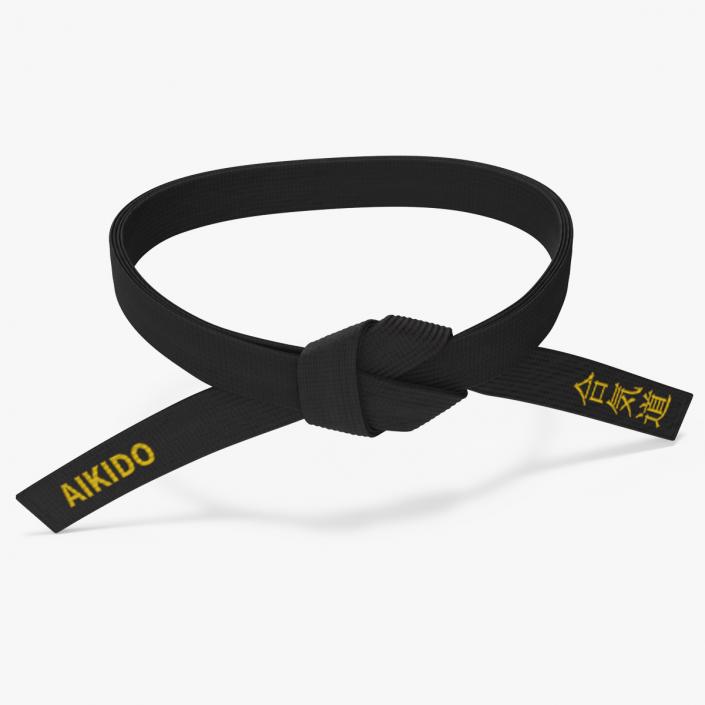 Aikido Black Waist Obi Belt 3D