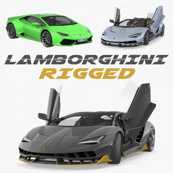 Rigged Lamborghini Cars Collection 3D model