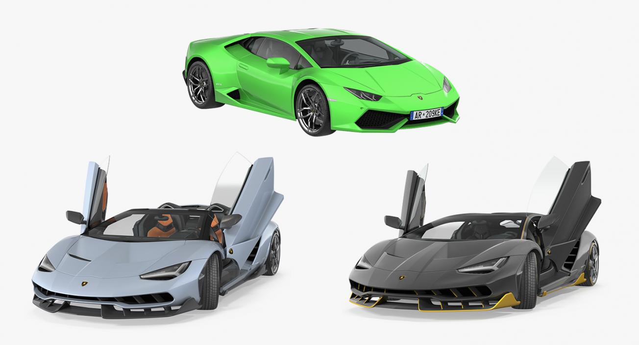 Rigged Lamborghini Cars Collection 3D model