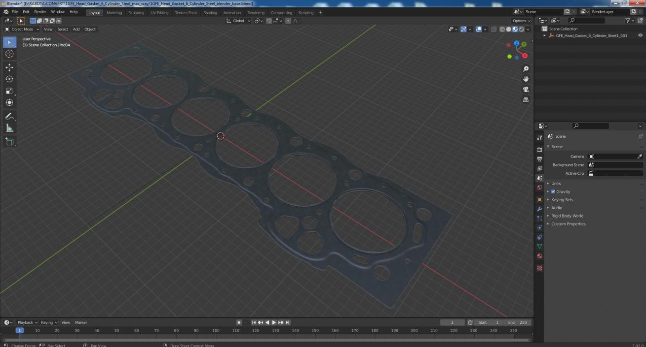 3D 1GFE Head Gasket 6 Cylinder Steel model