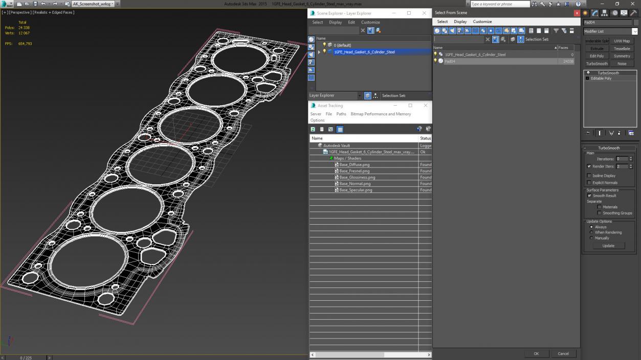 3D 1GFE Head Gasket 6 Cylinder Steel model