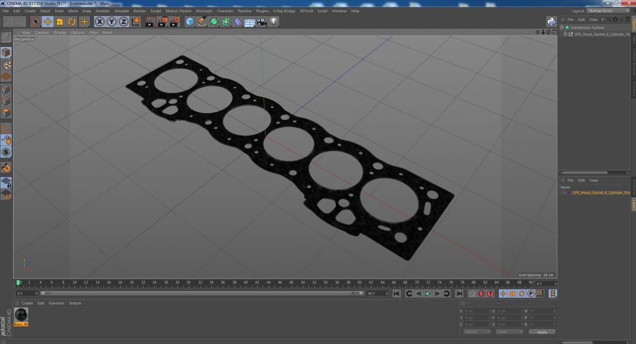 3D 1GFE Head Gasket 6 Cylinder Steel model