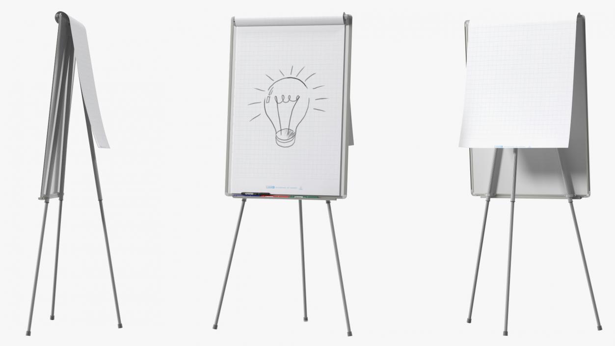 3D model Flip Chart Stand with Sketch 2