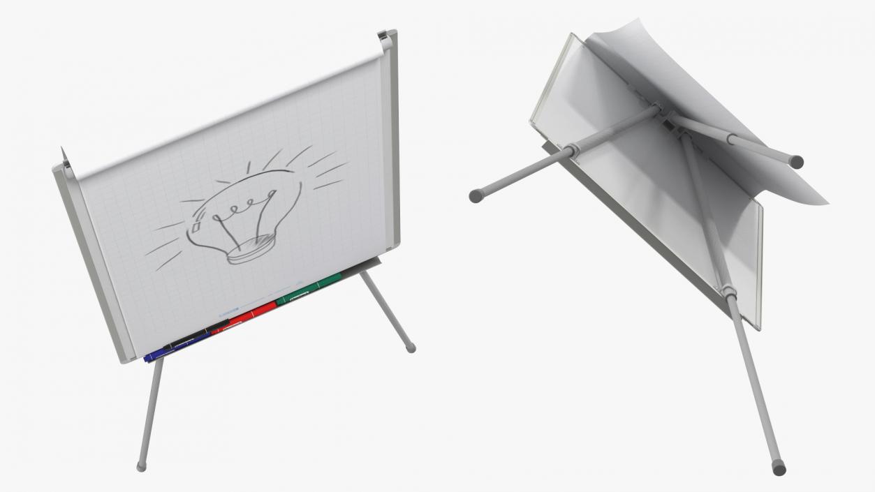 3D model Flip Chart Stand with Sketch 2