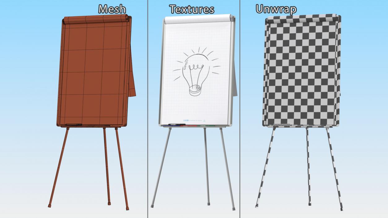 3D model Flip Chart Stand with Sketch 2