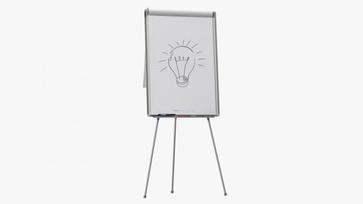 3D model Flip Chart Stand with Sketch 2