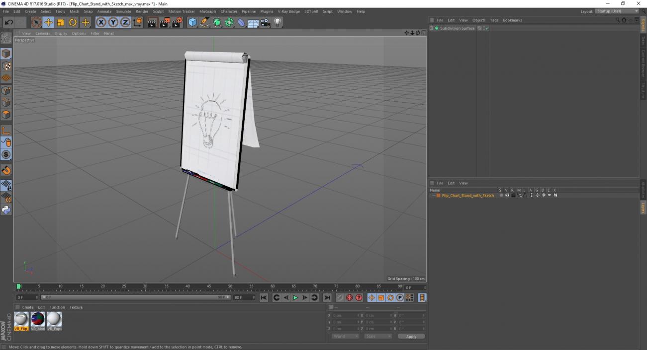 3D model Flip Chart Stand with Sketch 2