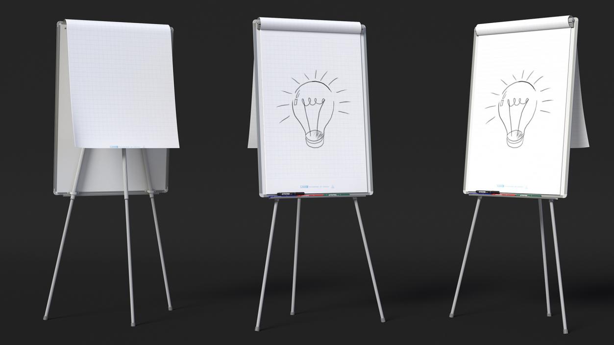 3D model Flip Chart Stand with Sketch 2