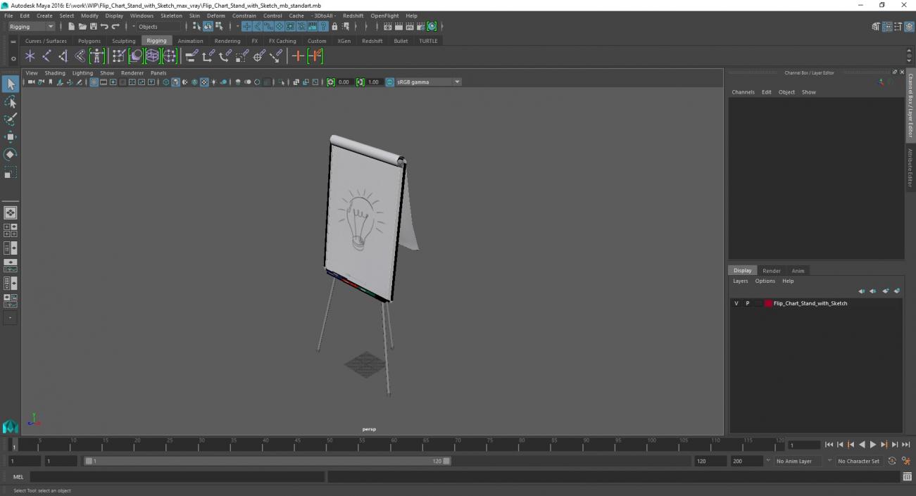 3D model Flip Chart Stand with Sketch 2