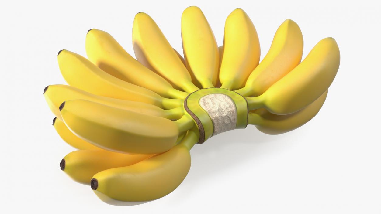 Yellow Banana Bunch 3D model