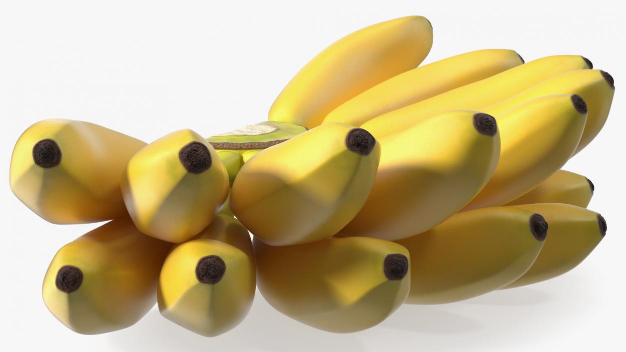 Yellow Banana Bunch 3D model