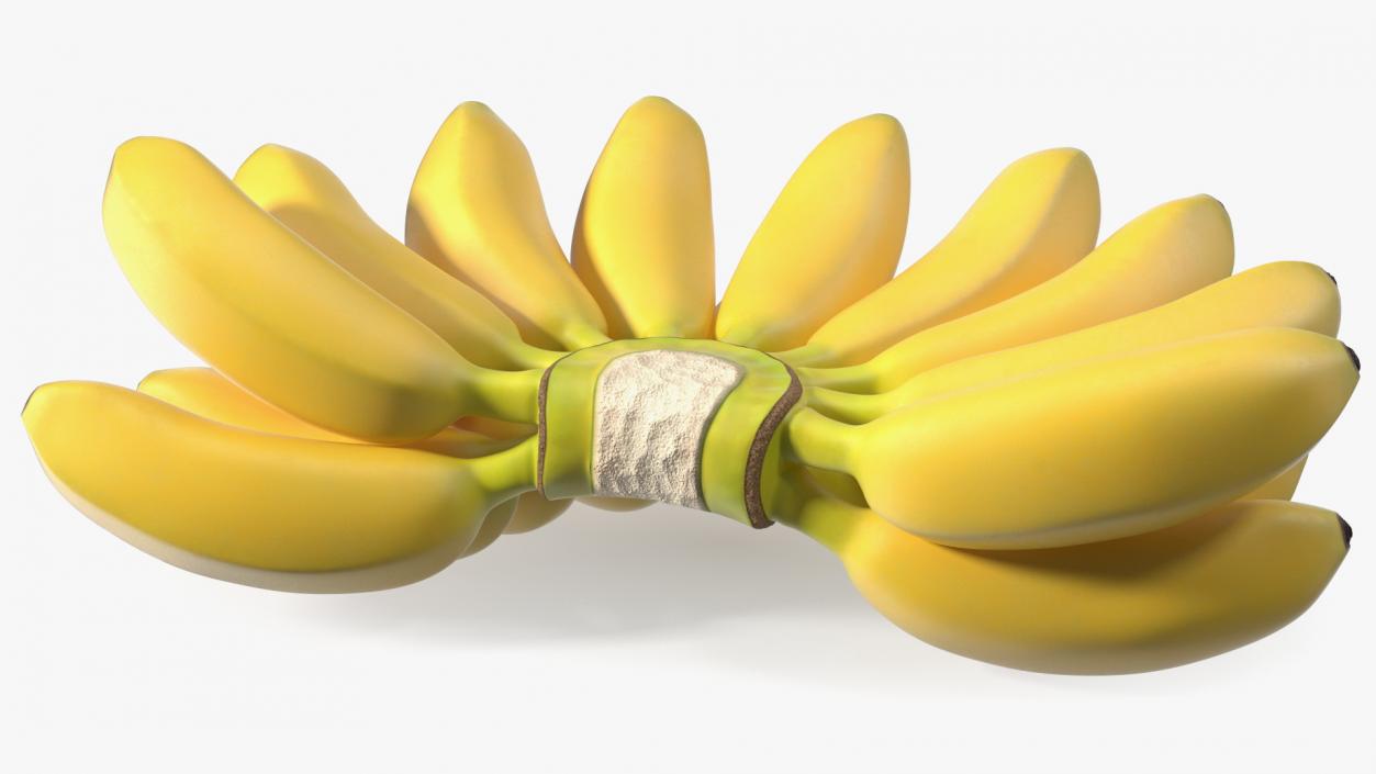 Yellow Banana Bunch 3D model