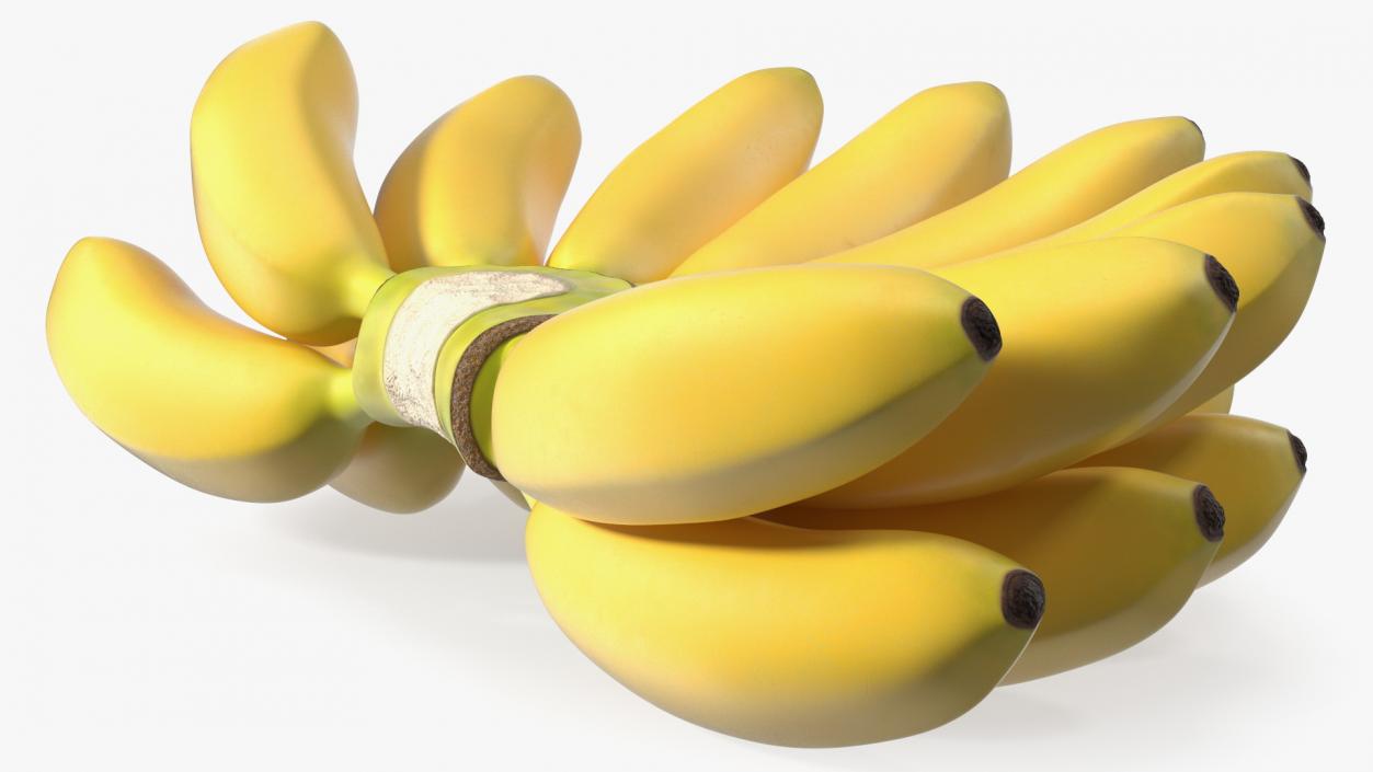 Yellow Banana Bunch 3D model