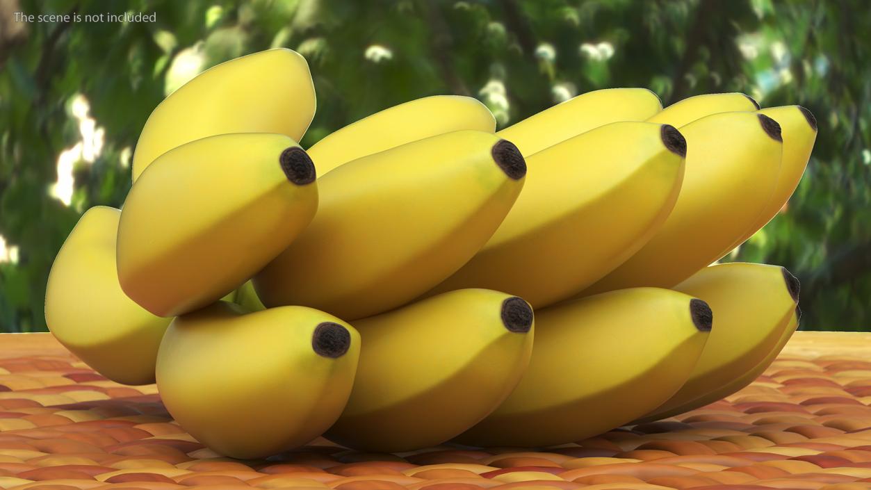 Yellow Banana Bunch 3D model