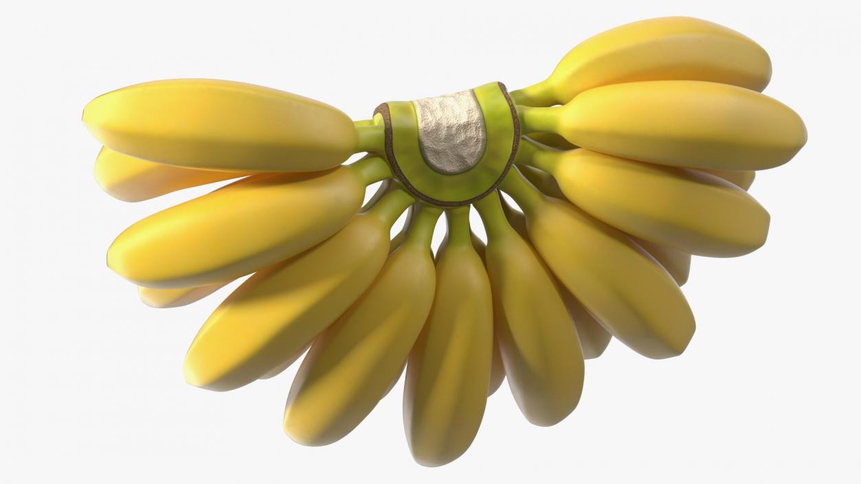 Yellow Banana Bunch 3D model