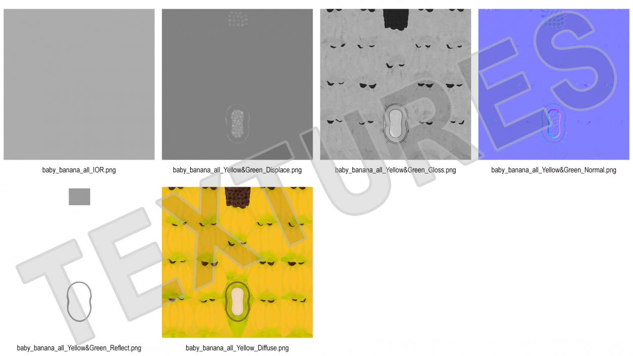 Yellow Banana Bunch 3D model