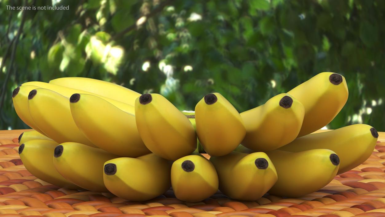 Yellow Banana Bunch 3D model