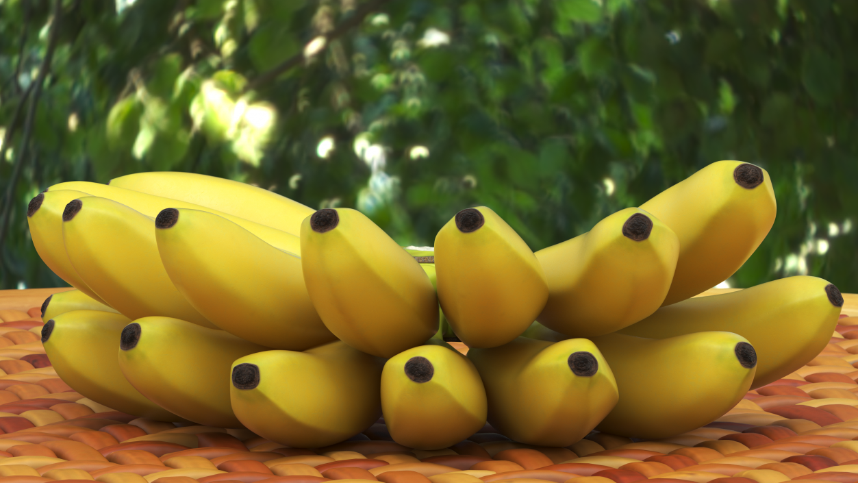 Yellow Banana Bunch 3D model