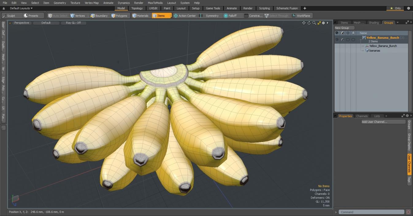 Yellow Banana Bunch 3D model