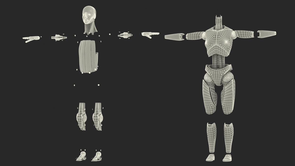 3D model Cyborg Female Rigged