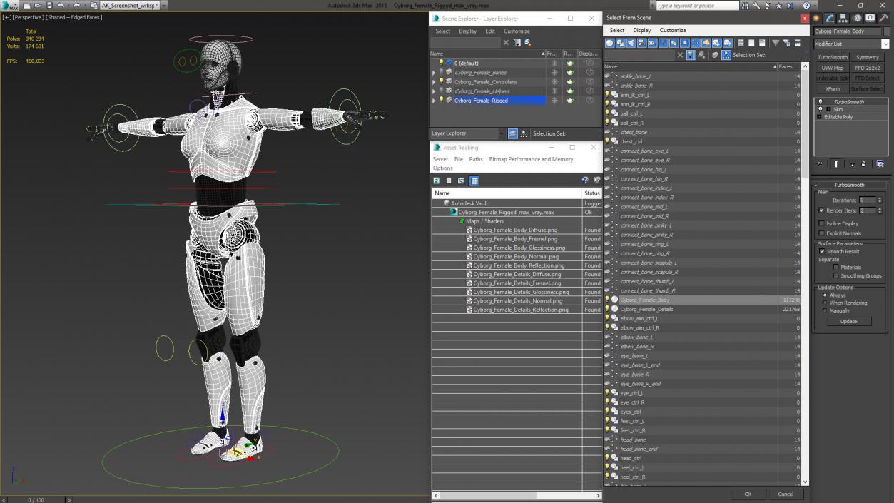 3D model Cyborg Female Rigged