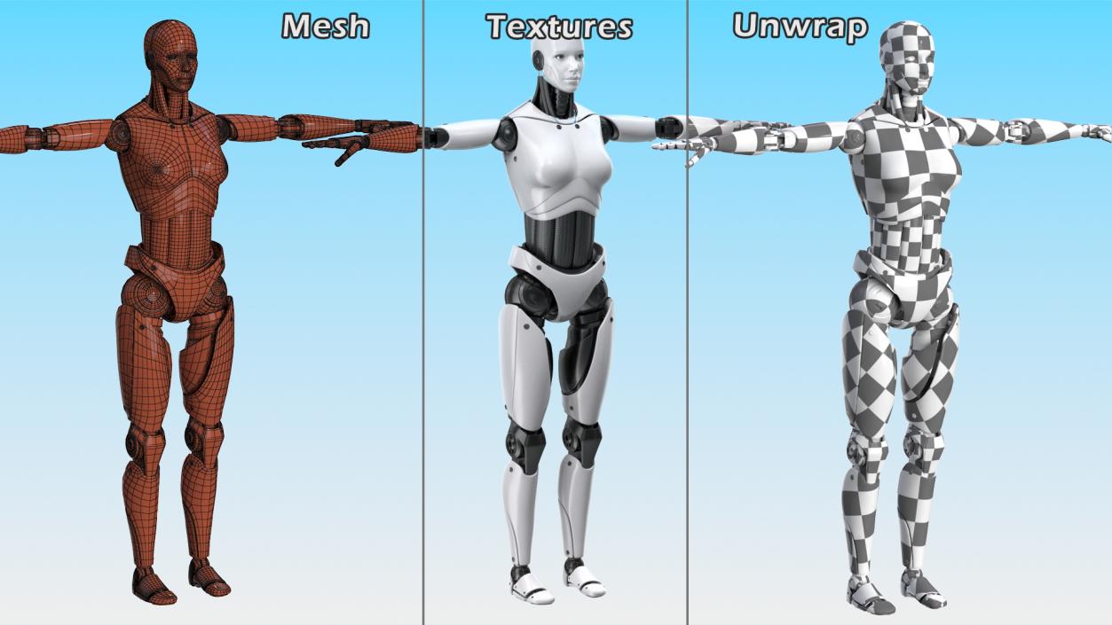 3D model Cyborg Female Rigged