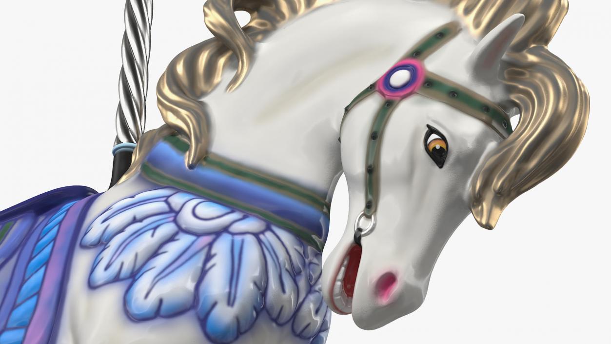 Carousel Galloping Horse Blue 3D model