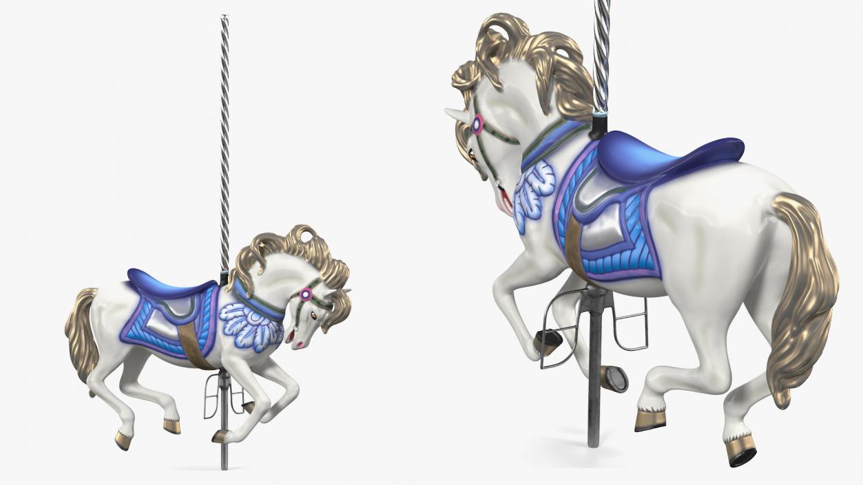 Carousel Galloping Horse Blue 3D model