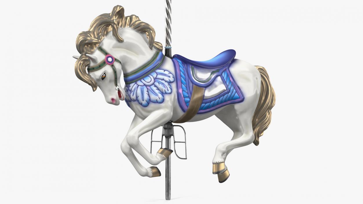 Carousel Galloping Horse Blue 3D model