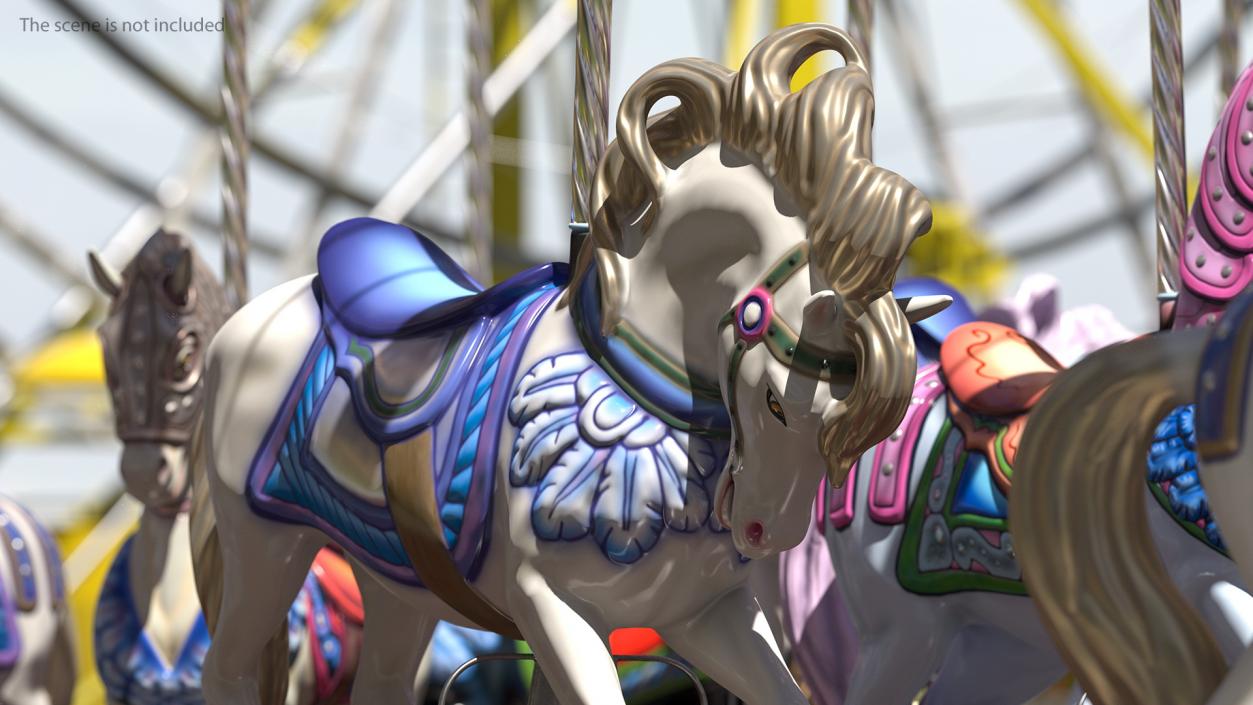 Carousel Galloping Horse Blue 3D model