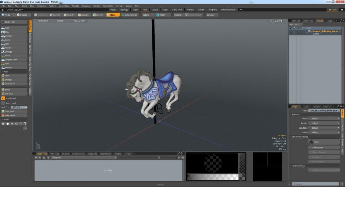 Carousel Galloping Horse Blue 3D model