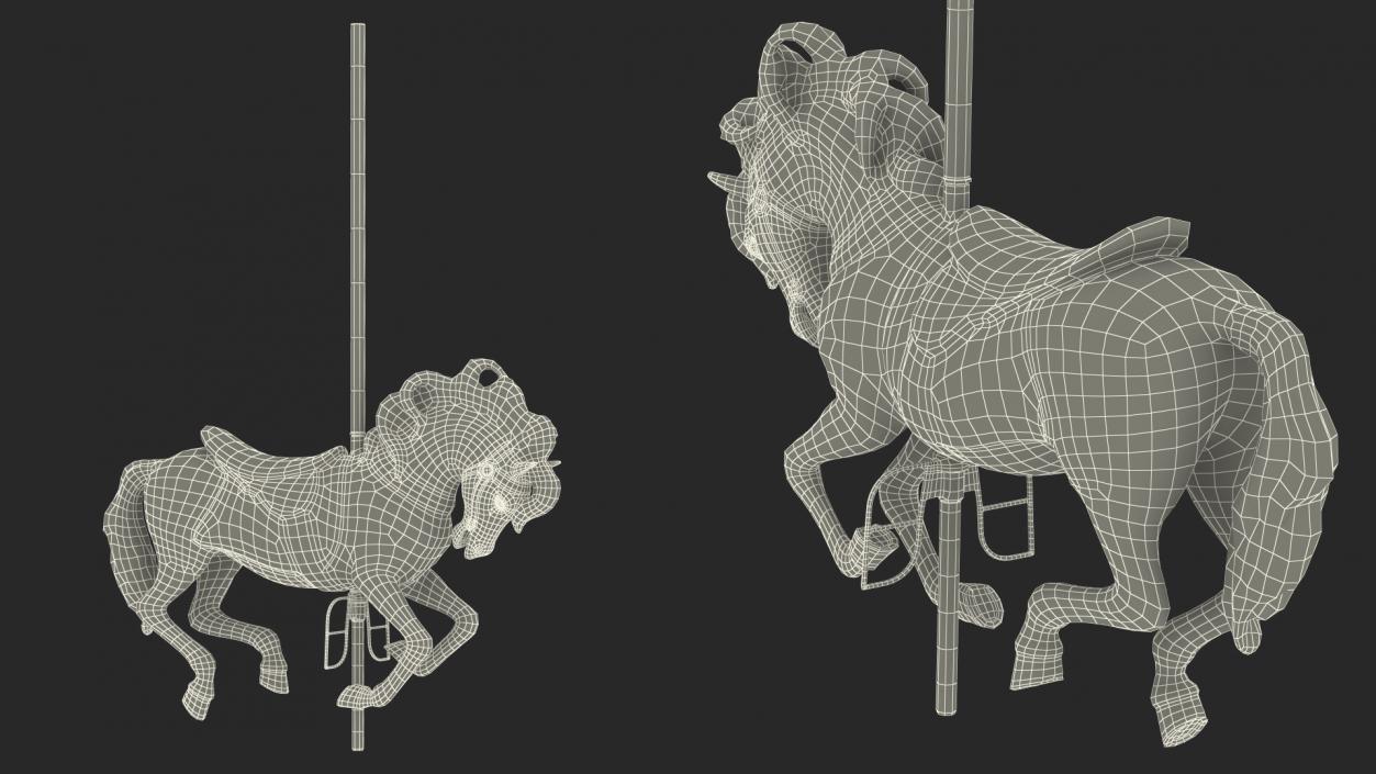 Carousel Galloping Horse Blue 3D model