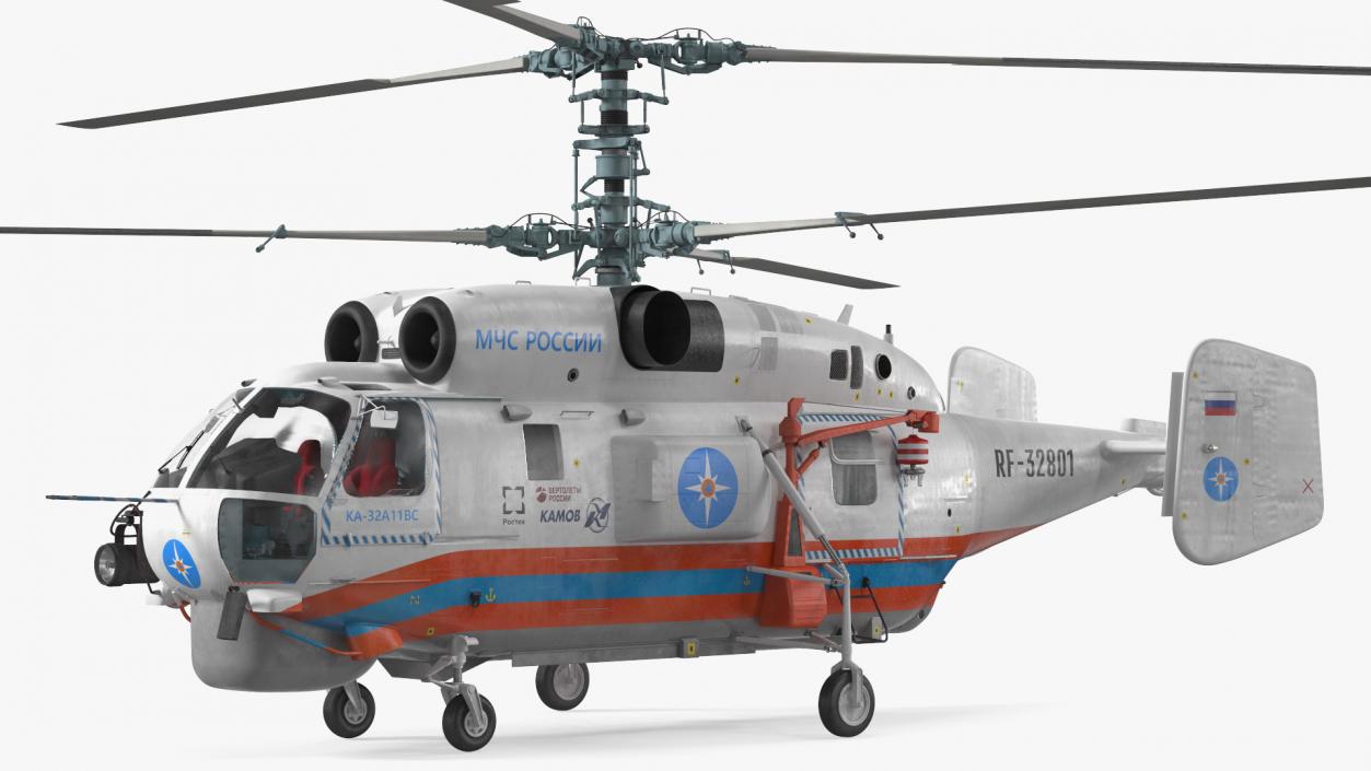 3D Kamov KA32 Russia EMERCOM Helicopter Rigged model