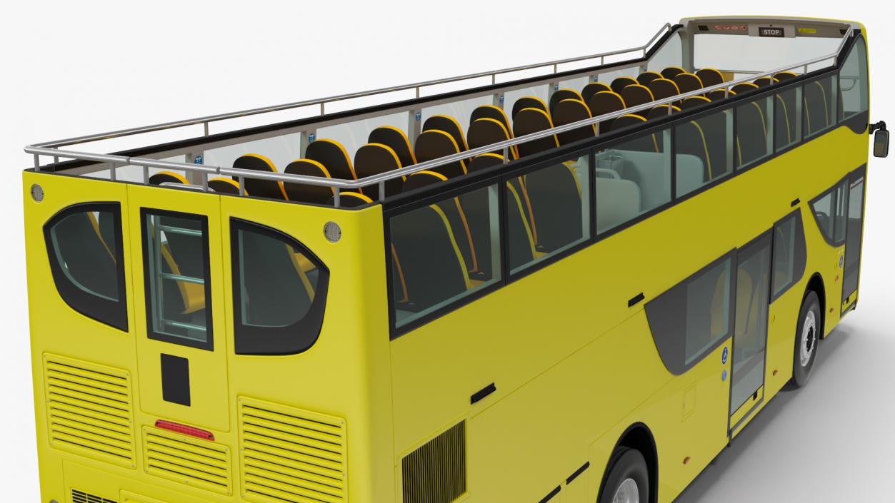 3D model Open Air Tour Bus Simple Interior Yellow