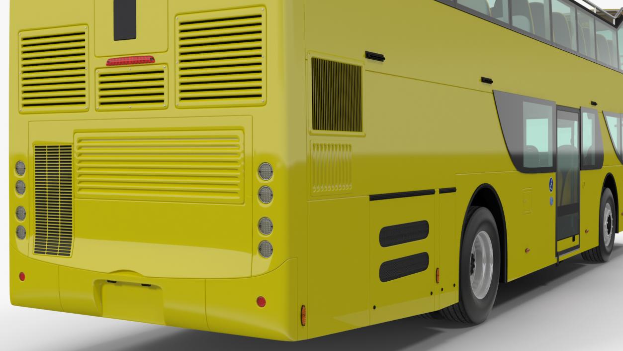 3D model Open Air Tour Bus Simple Interior Yellow