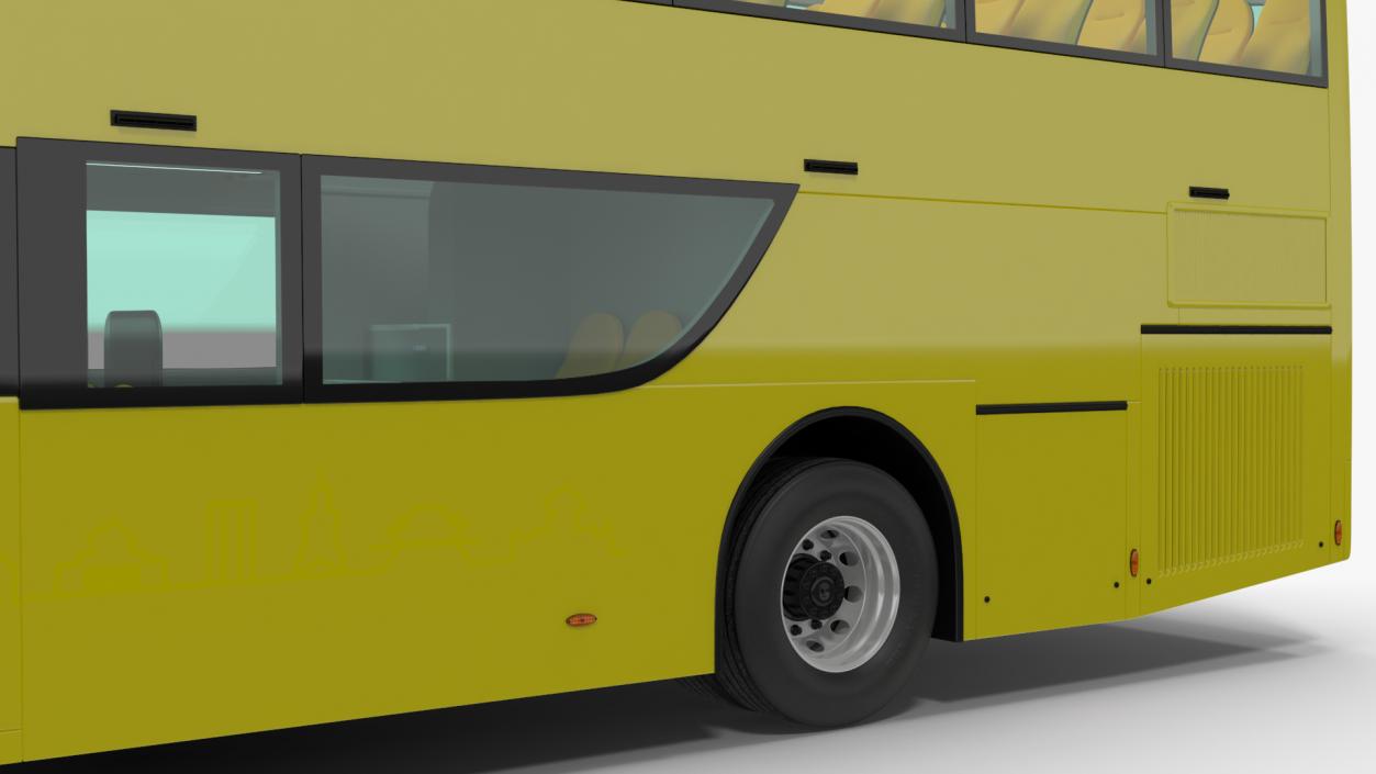 3D model Open Air Tour Bus Simple Interior Yellow