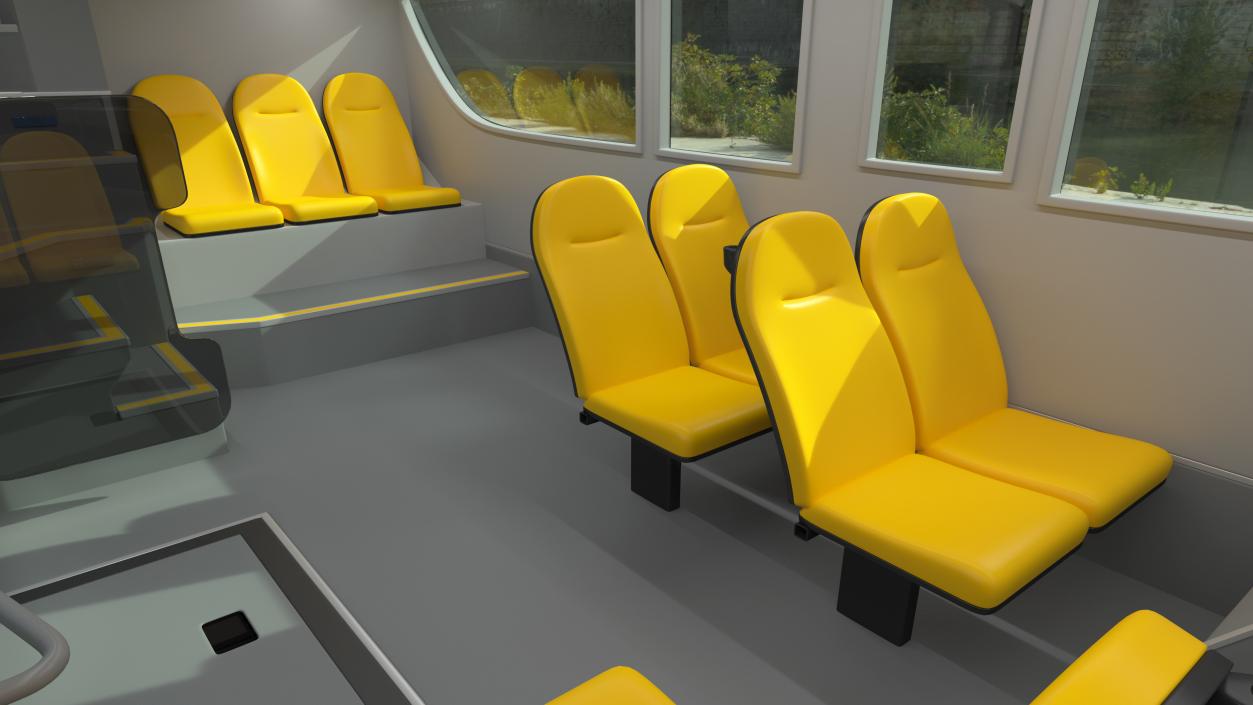 3D model Open Air Tour Bus Simple Interior Yellow