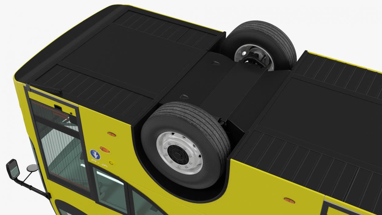 3D model Open Air Tour Bus Simple Interior Yellow