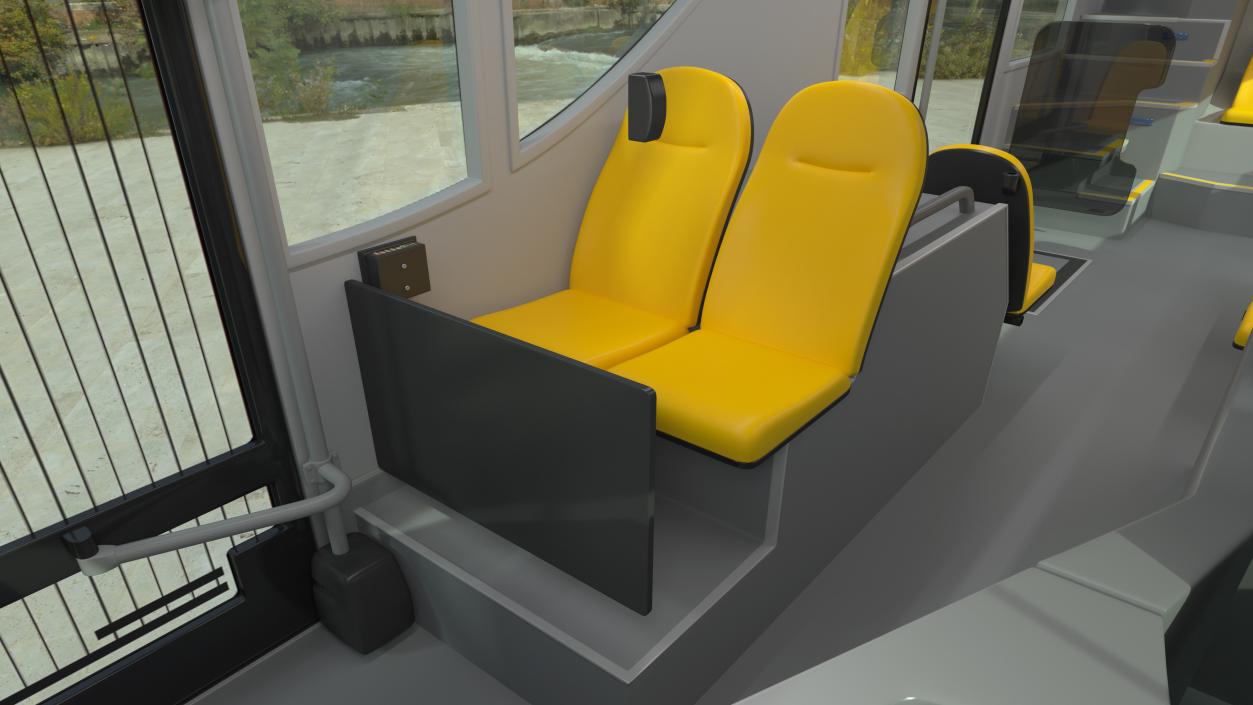 3D model Open Air Tour Bus Simple Interior Yellow