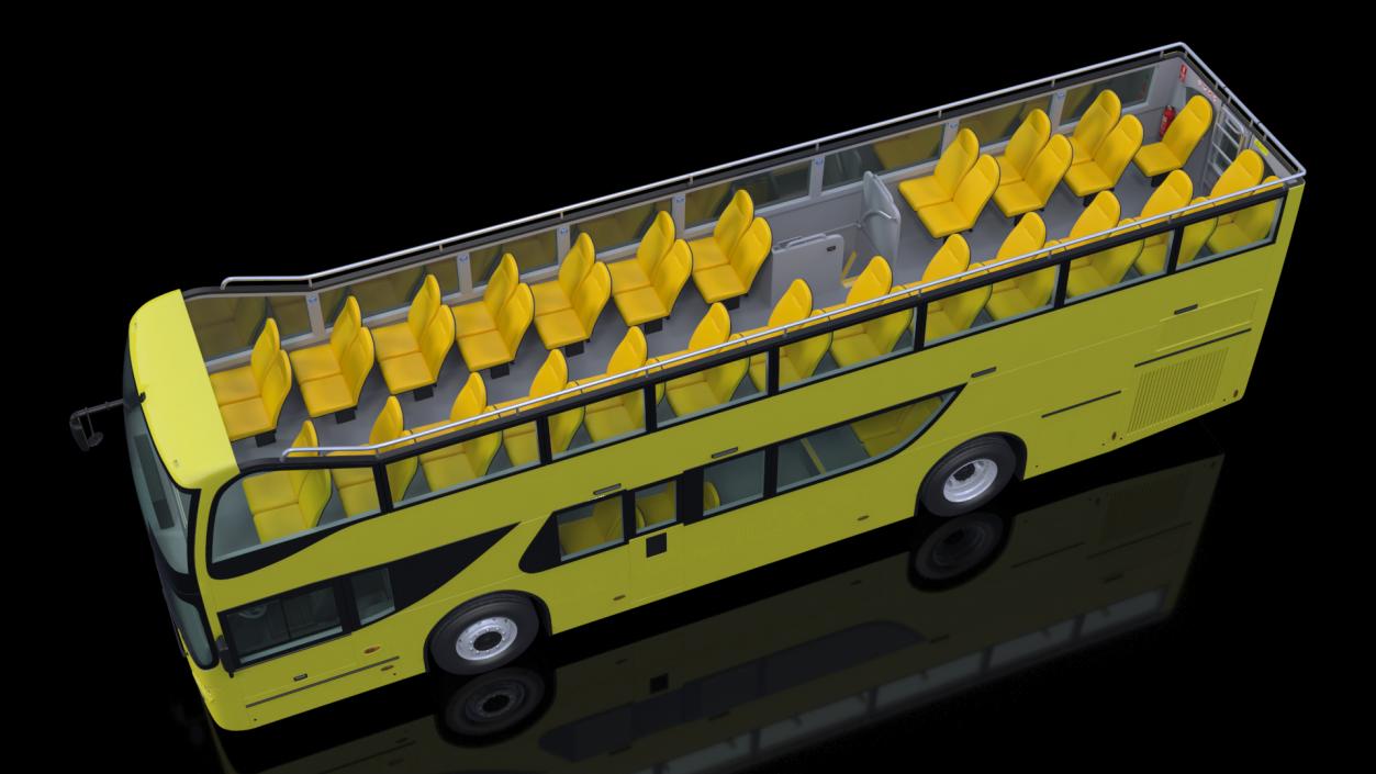 3D model Open Air Tour Bus Simple Interior Yellow