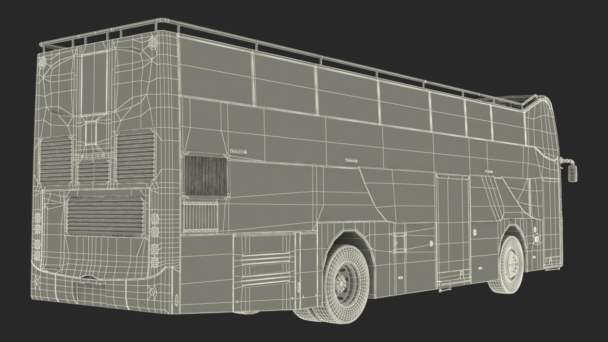 3D model Open Air Tour Bus Simple Interior Yellow