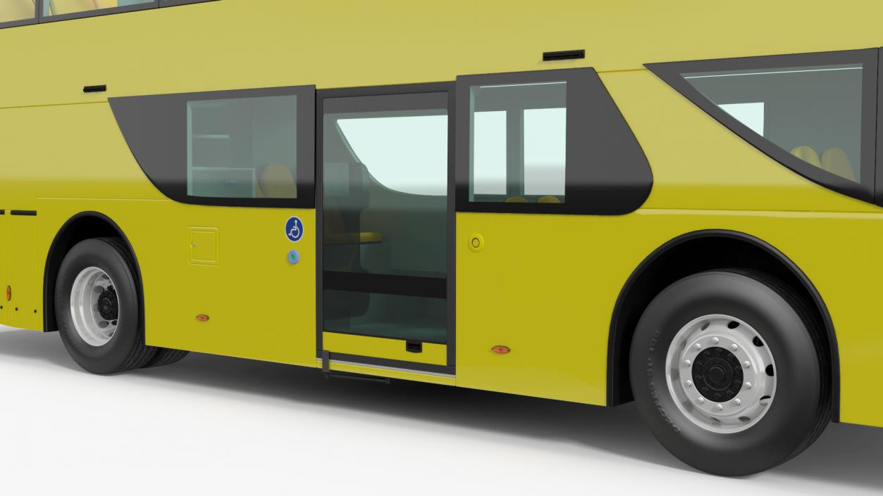 3D model Open Air Tour Bus Simple Interior Yellow