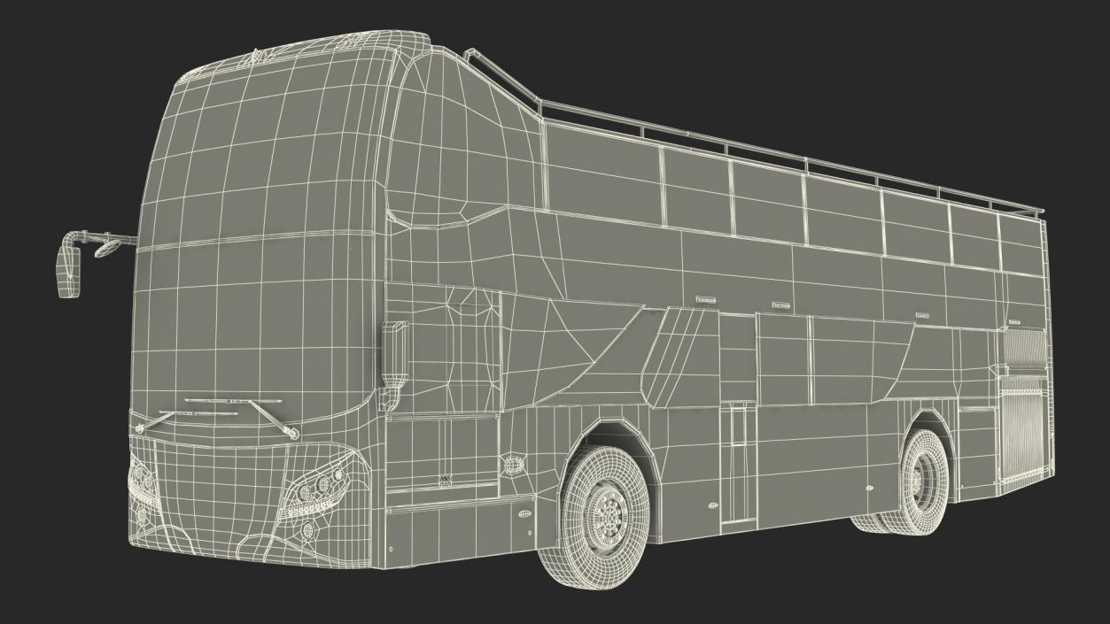 3D model Open Air Tour Bus Simple Interior Yellow