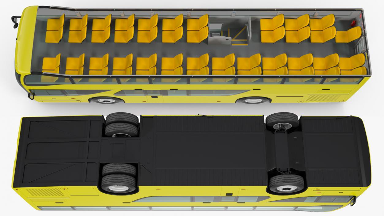 3D model Open Air Tour Bus Simple Interior Yellow