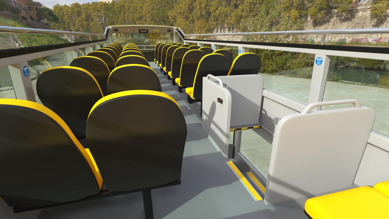 3D model Open Air Tour Bus Simple Interior Yellow