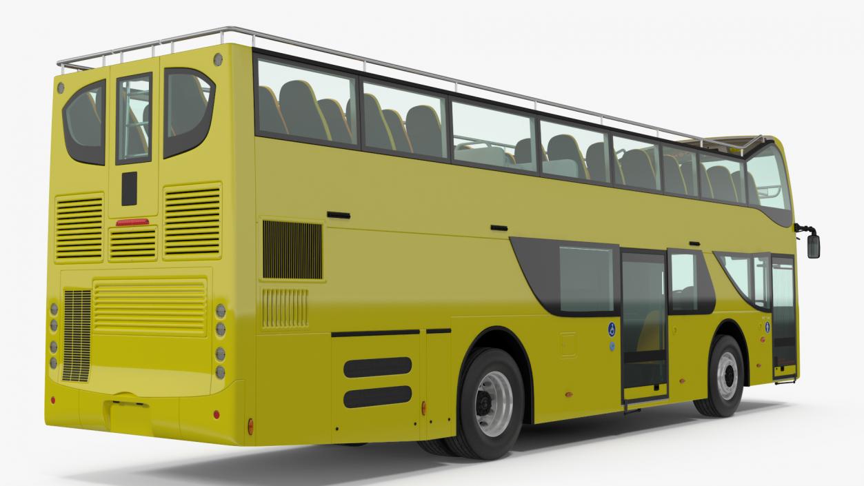 3D model Open Air Tour Bus Simple Interior Yellow