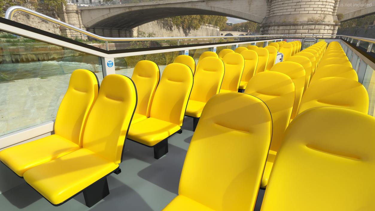 3D model Open Air Tour Bus Simple Interior Yellow