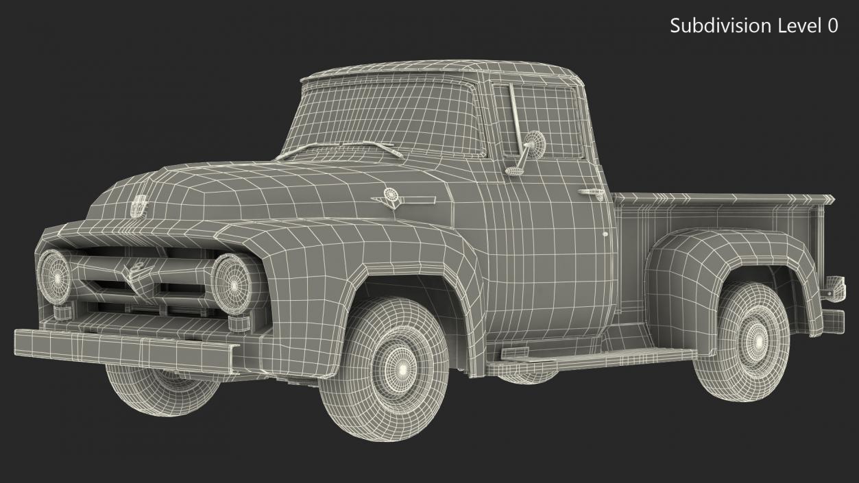 1956 Ford F100 Pickup Truck Rigged 3D model