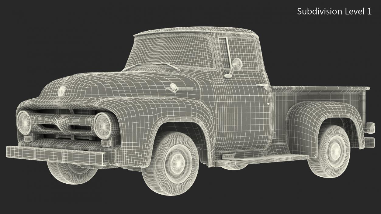 1956 Ford F100 Pickup Truck Rigged 3D model